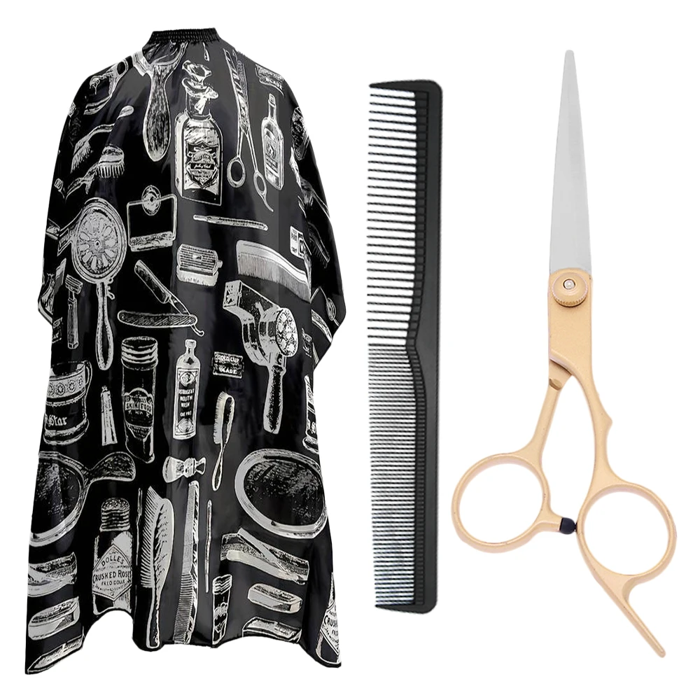 Premium Hair Cutting Cape & Hair Scissors Comb Professional Salon Hair Cutting Shear Perfect All-In-One Kit for Home Used C0031A