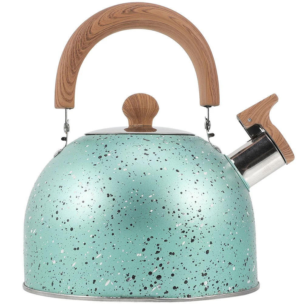 

Stainless Steel Whistle Tea Kettle Wood Handle Heat Resistant Bottom Household Stove Top Boiling Kettle Portable