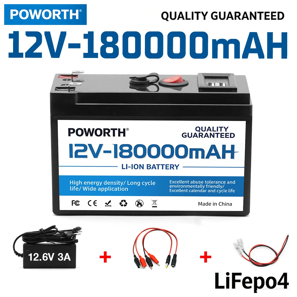

Перезаряжаемая батарея 12 В, солнечная батарея 180 Ач с BMS — оптимизированная для домашних солнечных систем, автофургонов в гостиной, электроприводах и лодок
