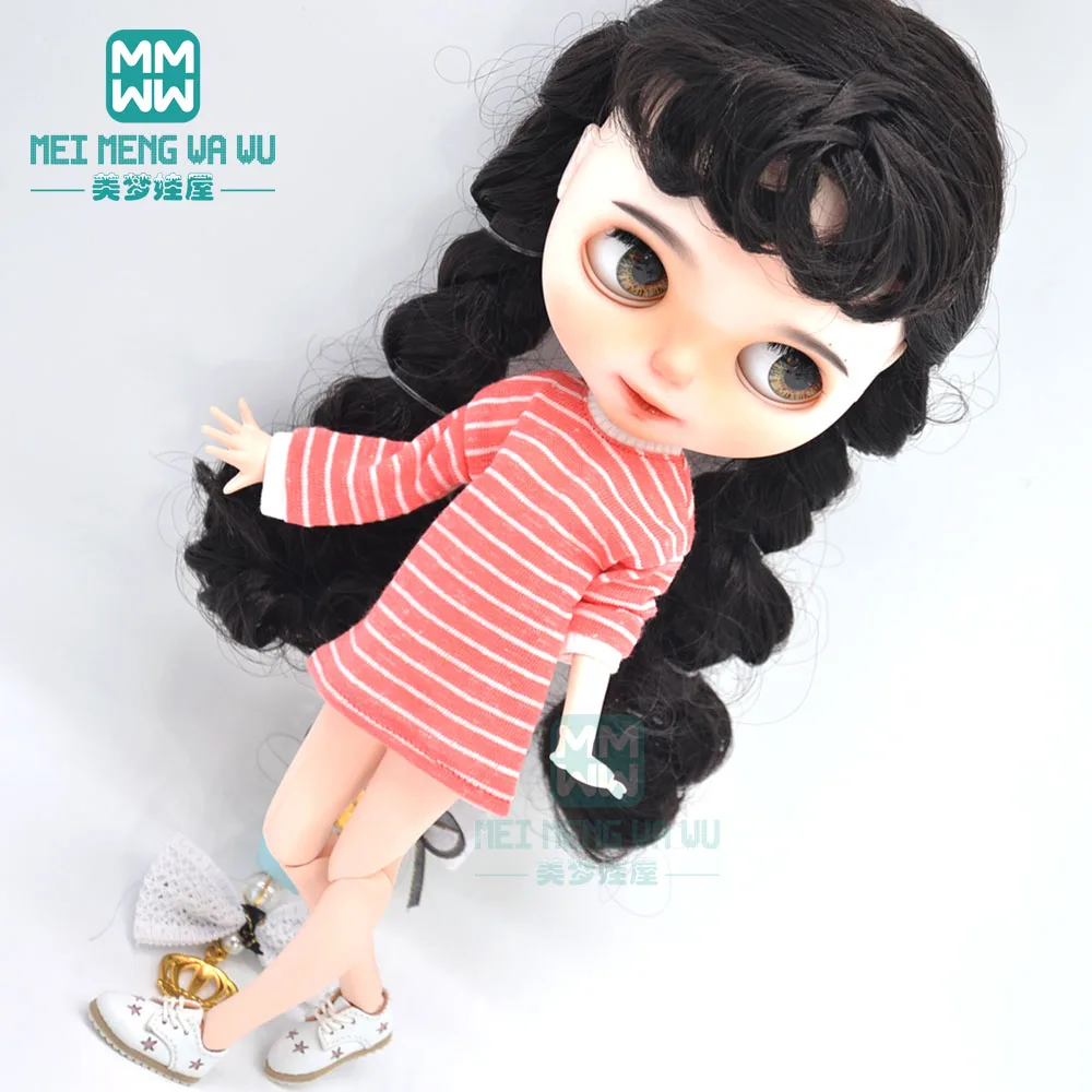 

mini Fashionable striped dress Fits 28cm Blyth Azone OB22 OB24 Doll Accessories Gift
