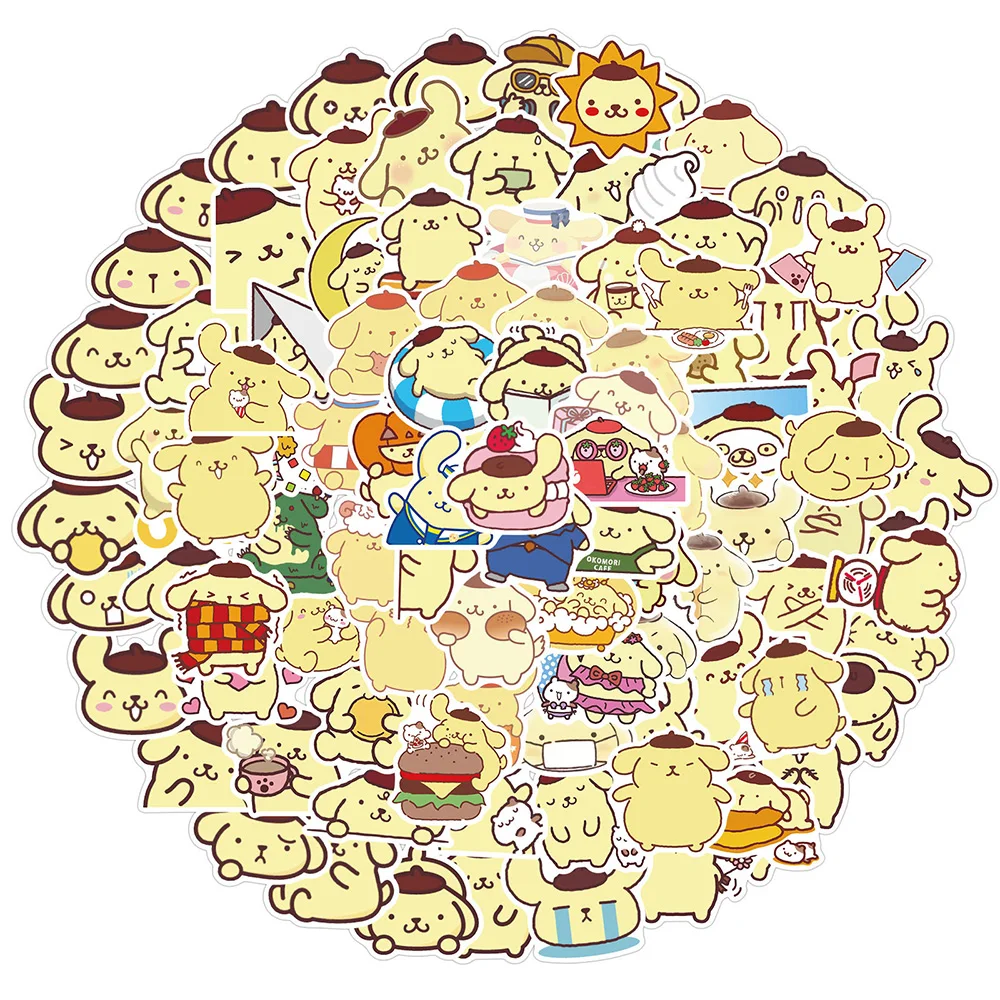 10/30/50/100pcs Kawaii Pompom Purin Stickers Sanrio Anime Decals Graffiti Phone Laptop Stationery Cute Cartoon Sticker for Kids