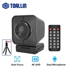TOALLIN 4K 12MP Streaming Webcam, usb PC Camera with Dual Microphones, PDAF Auto Focus Web Camera, for Conferencing/Online Class