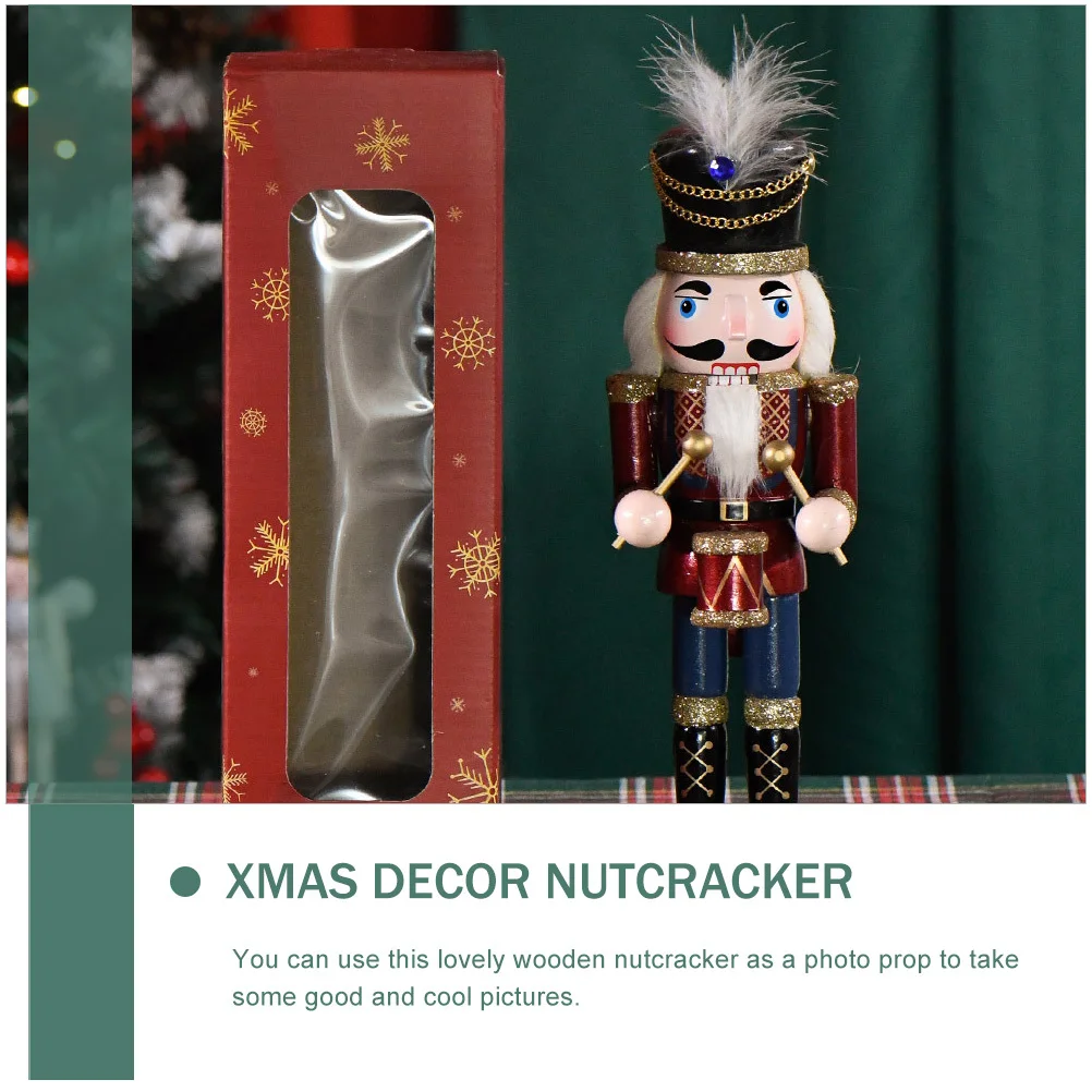 

Wooden Nutcracker Christmas Decor Sturdy Xmas Desktop Ornament Home Office Holiday Decoration Nutcracker Soldier Decor