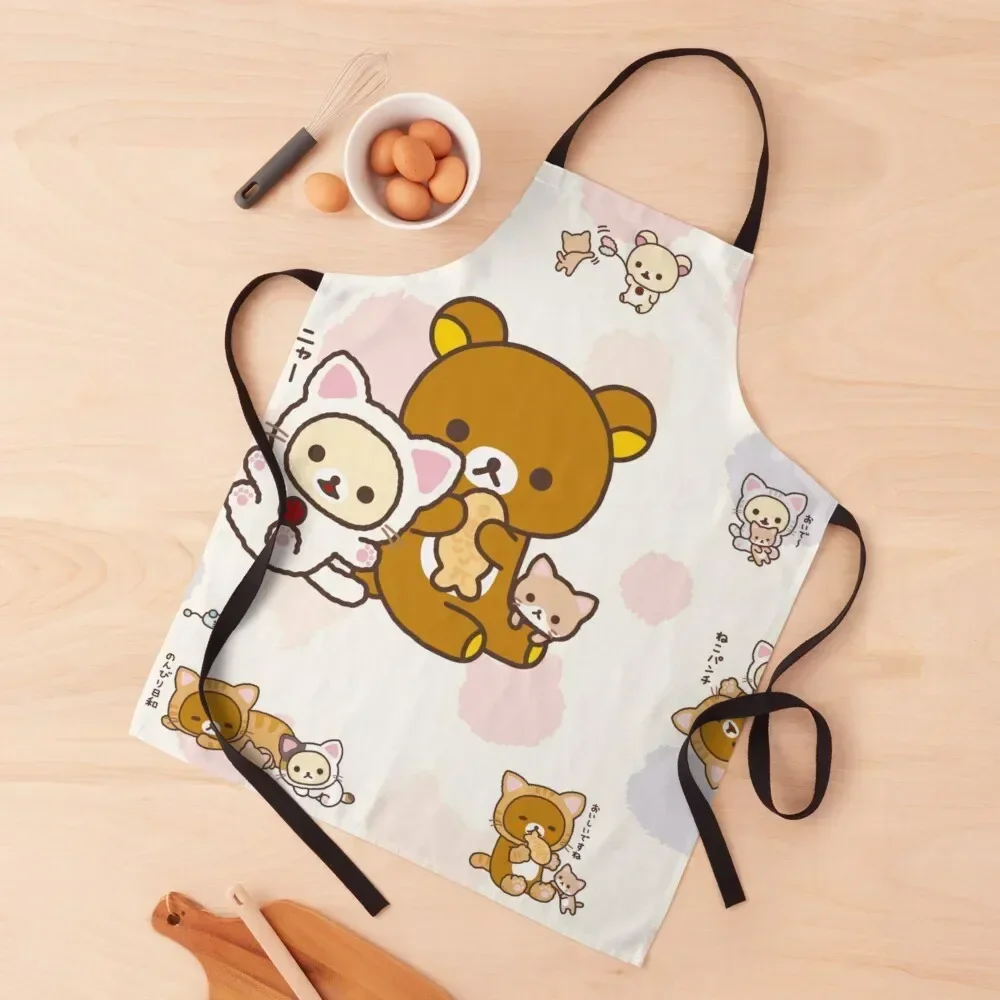 Rilakkuma cute cat Apron New year's cook wear kitchen and home Apron