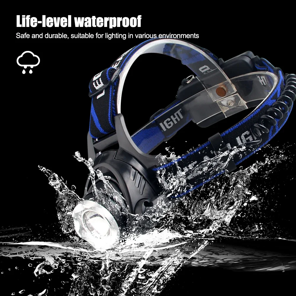 LED four light source telescopic focus Headlamp Waterproof Head Light Rechargeable Fishing Searching Camping Head Flashlight