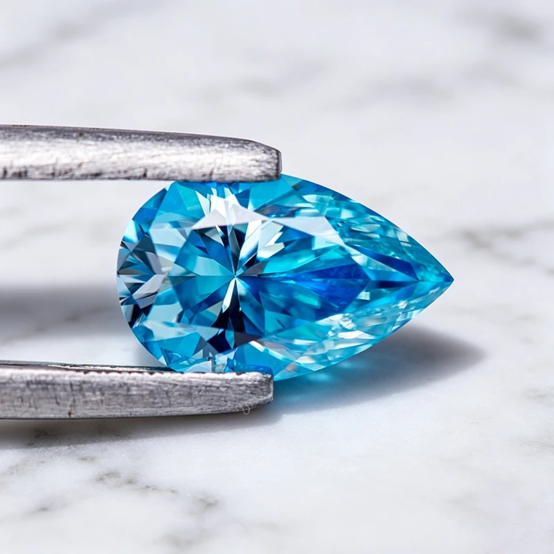 Moissanit-Stein Aquamarin Birnenförmiger Schliff Anhänger Edelstein für DIY Schmuckherstellung Ring Halskette Ohrringe Materialien mit Zertifikat – Detail 5