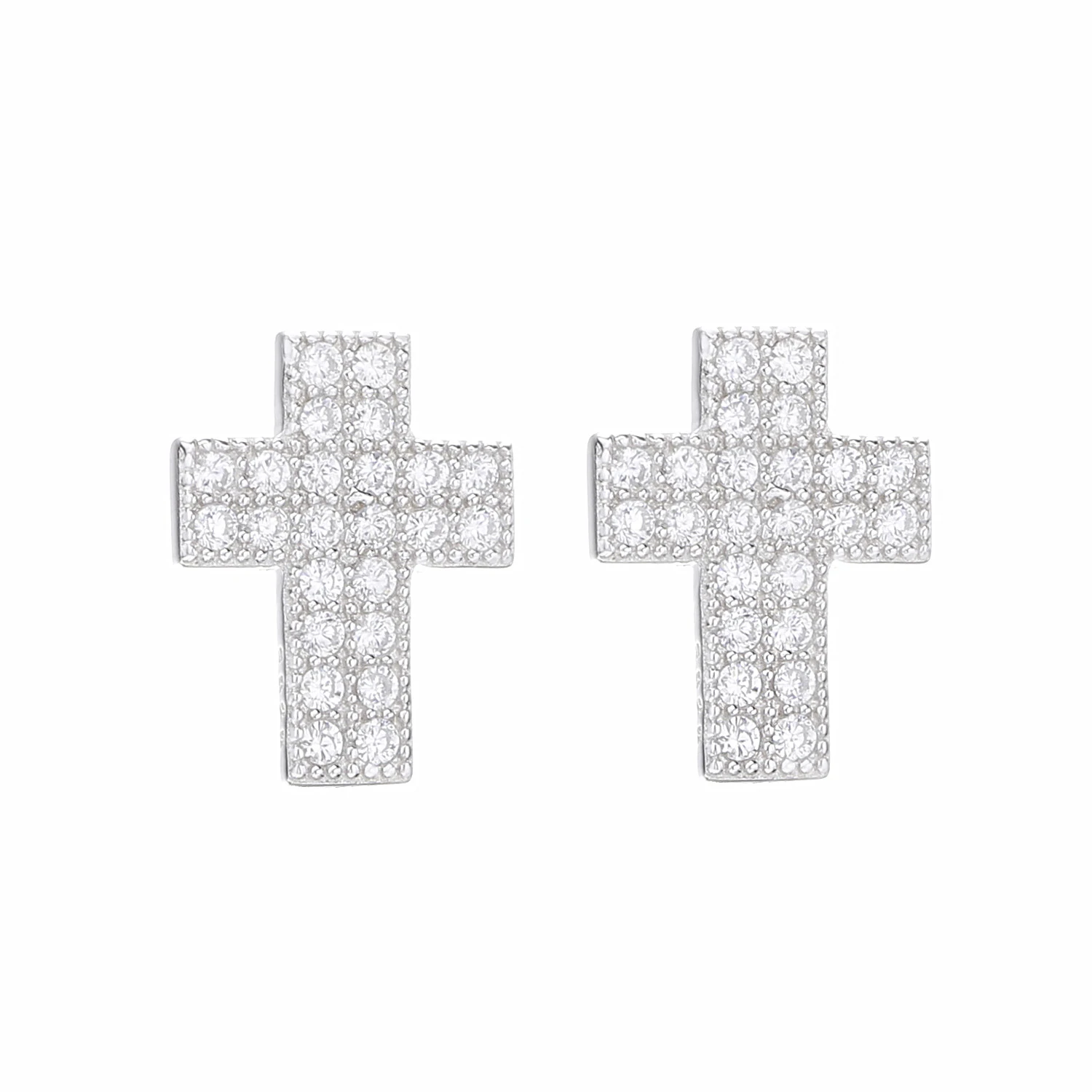 

SHADOWHUNTERS New Arrival Real 925 Sterling Silver Classic Cross Stud Earrings With Clear CZ For Girlfriend Gift Fine Jewelry