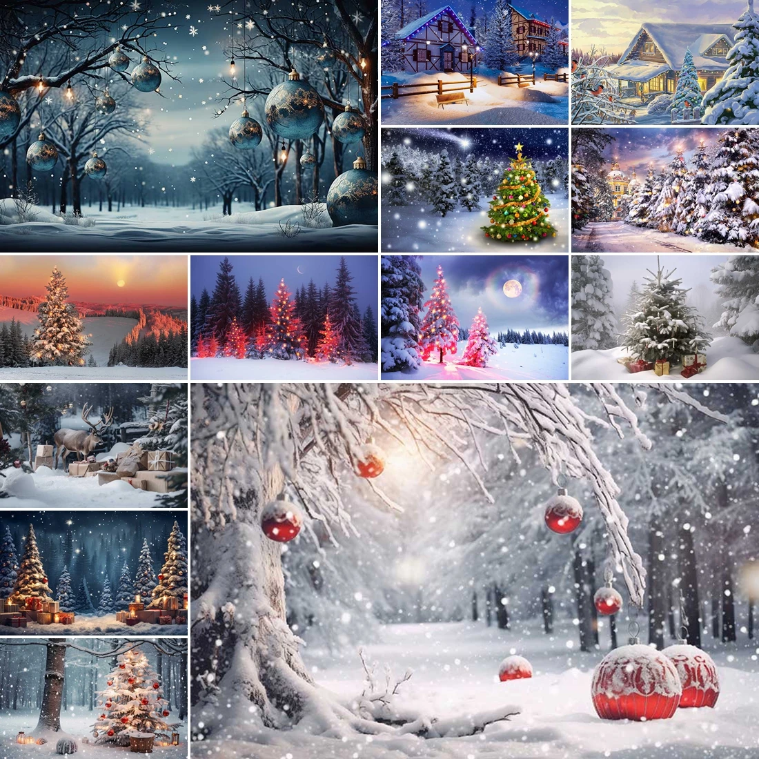 

MOON.QG Happy Christmas Backdrops For Photography House Winter Forest Snow Photography Backgrounds Poster Photozone Accessories