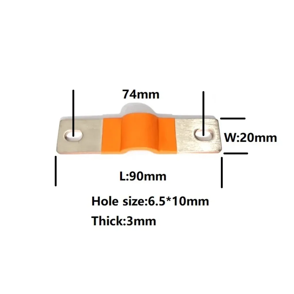 8pcs 3mm Thick Flexible Busbar M6 Posts Straps 74mm Hole Central Pitch Connector Clip Contact For LiFePO4 280Ah Battery Cells