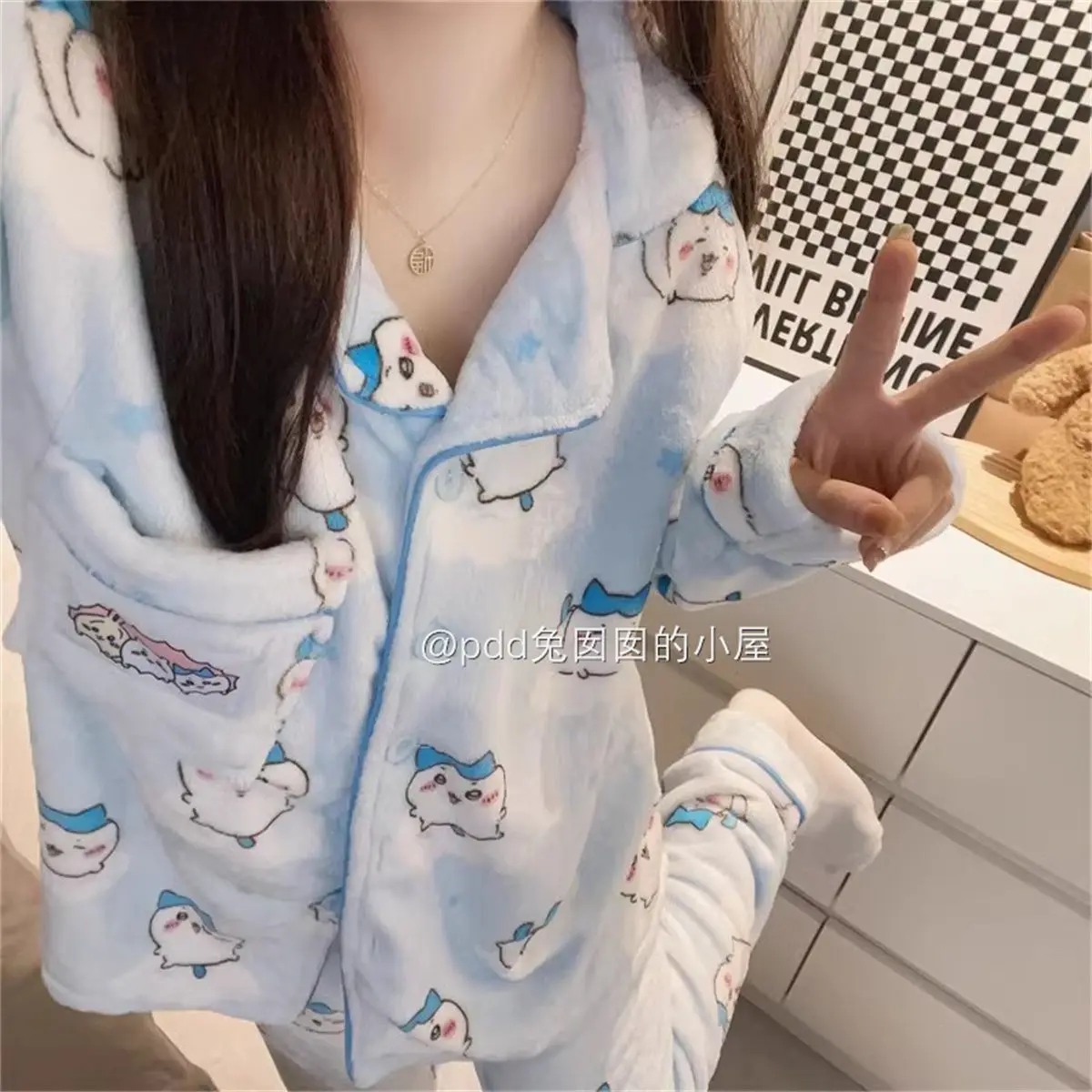 New Winter Cartoon Pajamas Chiikawa High Beauty Home Clothes Kawai Usachi Comfortable Dressing Casual Set Girl Gift Toys