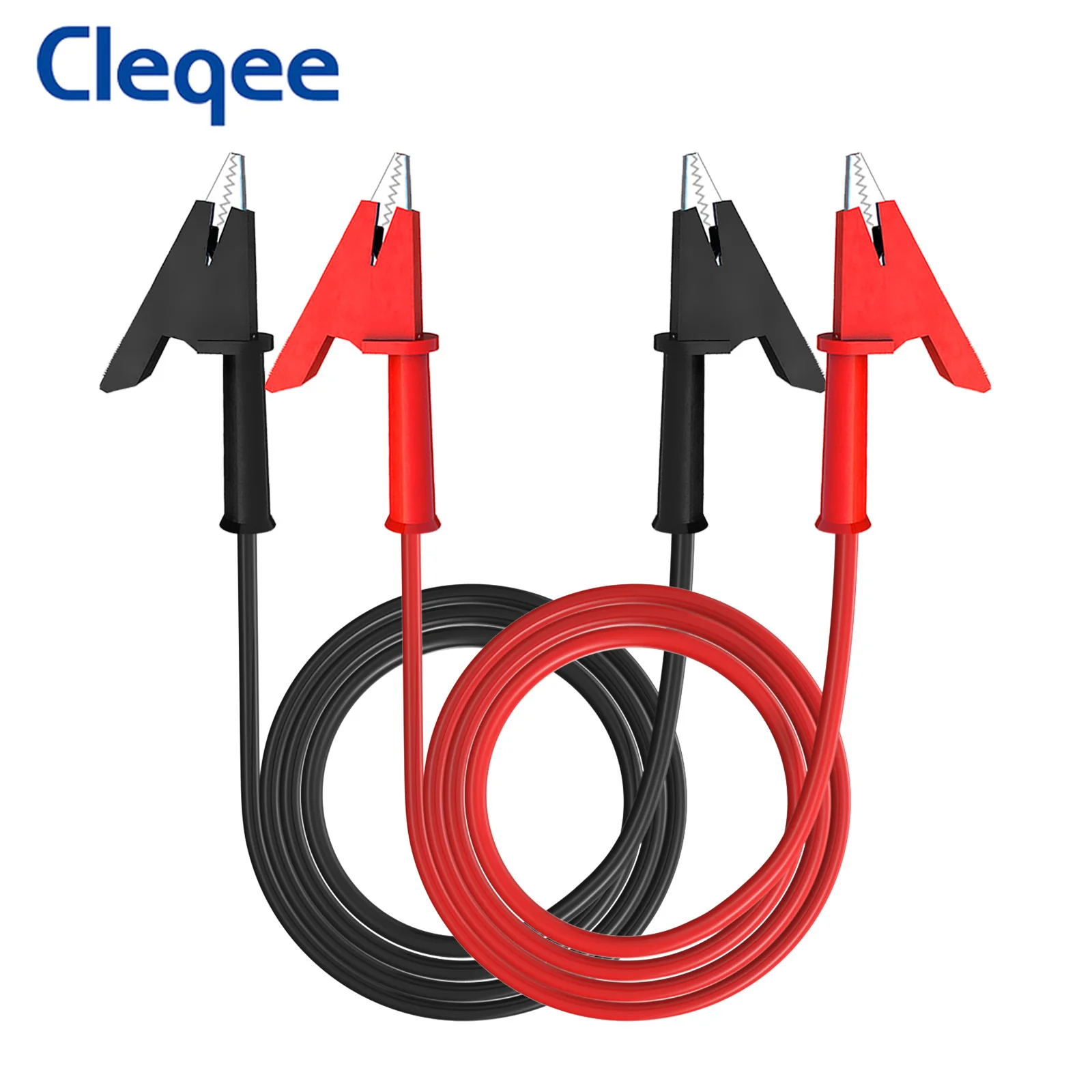 Cleqee P1024 2PCS Dual Alligator Clips Test Leads Heavy Duty Crocodile Clamps Multimeter Test Wires 1000V 15A 100cm Cable