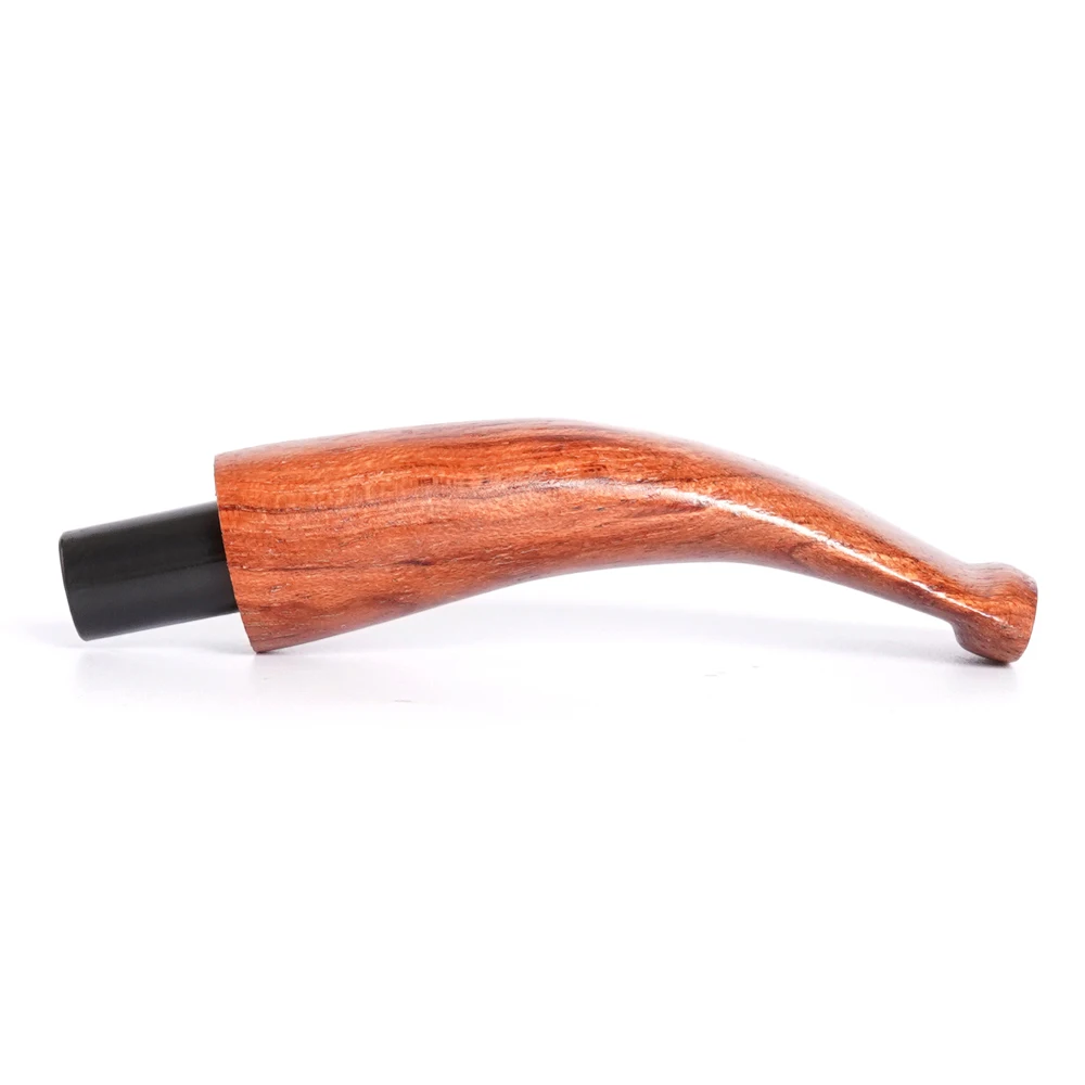 1pc solid wood handle 9mm pipe channel DIY Curved  handle pointed tobacco pipe acrylic tenon OD 10.3mm wood mouthpiece OD 15mm