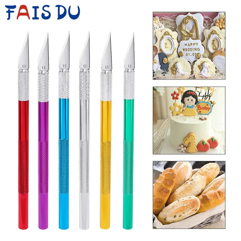 FAIS DU Metallschnitzmesser Fondant Kunst Kuchen Werkzeuge Präzisionsschneiden für Ton Skulptur Keramik Modellierung Polymer Bastelpapier Schnitt