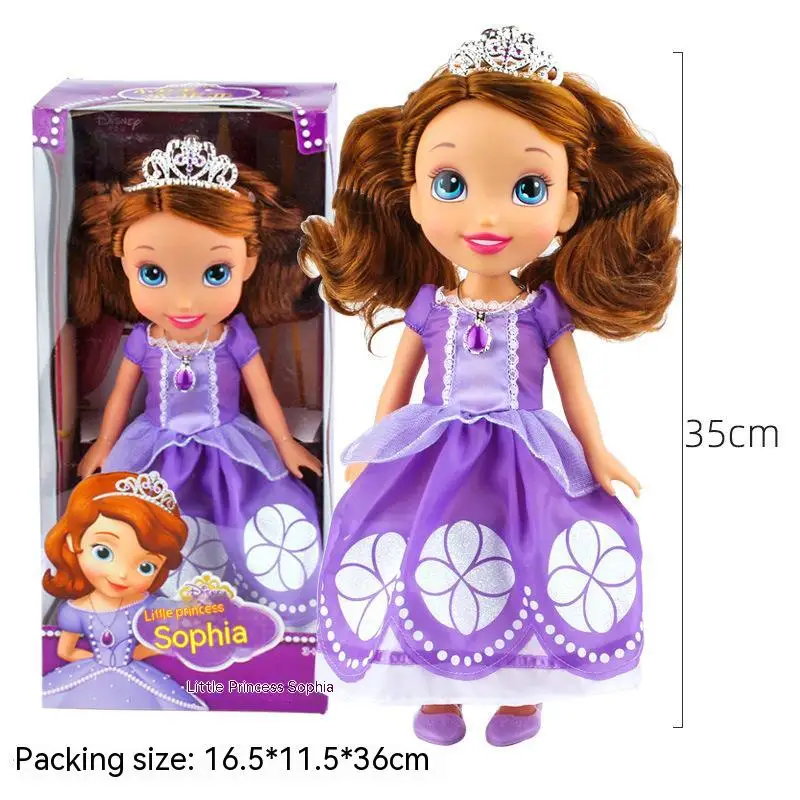 35cm Disney Princess Dolls Anime Figure Snow White Sofia Belle Alice Anna Dress Cartoon Doll Educational Child Birthday Gifts