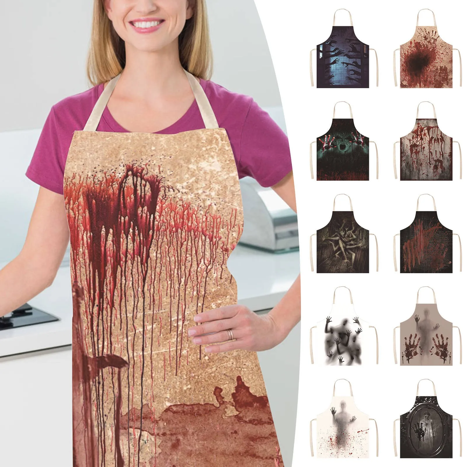 

Halloween Bloody Apron Ghost Scary Bib Neck Cover Terror City Scary Party Venue Decor Halloween Festival Party Atmospheres Decor