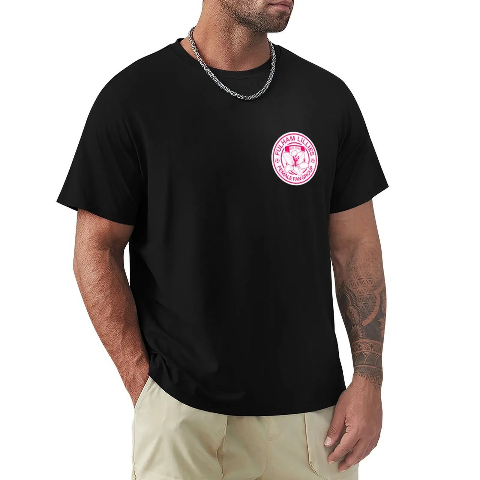 Fulham Lillies - Pink Badge T-Shirt Functional Casual Short Sleeve Tee