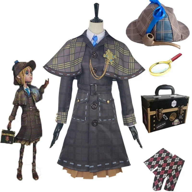 

Anime Identity V Cosplay Costume Cos Clothes Gardener Miss Truth Emma Woods Cosplay Costume Set With Hat Magnifying Glass wig