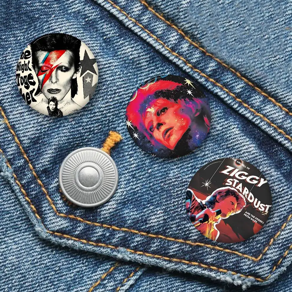 Classic Singer D-David B-Bowie Creative Pins Funny Round Snap-in Brooch Badge Backpack Hat Accessories Jewelry Gifts For Friend - view 3