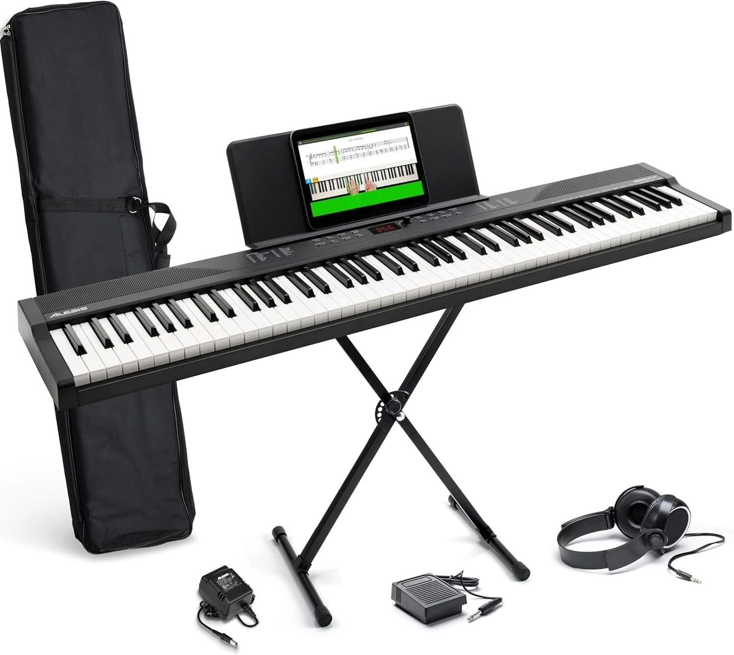 88Key Keyboard Piano with Bluetooth 200Sounds Speakers Carry-Bag Stand Headphone Lesson for Beginner 4AA Batteries(NO Batteries)