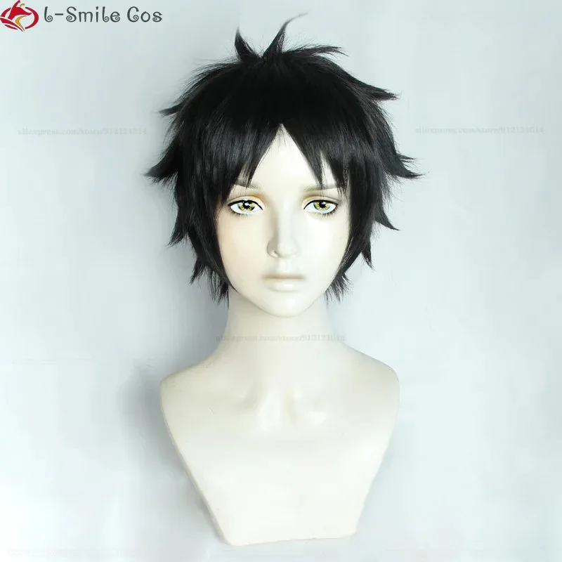 Парик для косплея Akaashi Keiji, короткие черные пушистые парики для аниме, термостойкие волосы, волейбольный клуб, парики для Хэллоуина + шапочка для парика