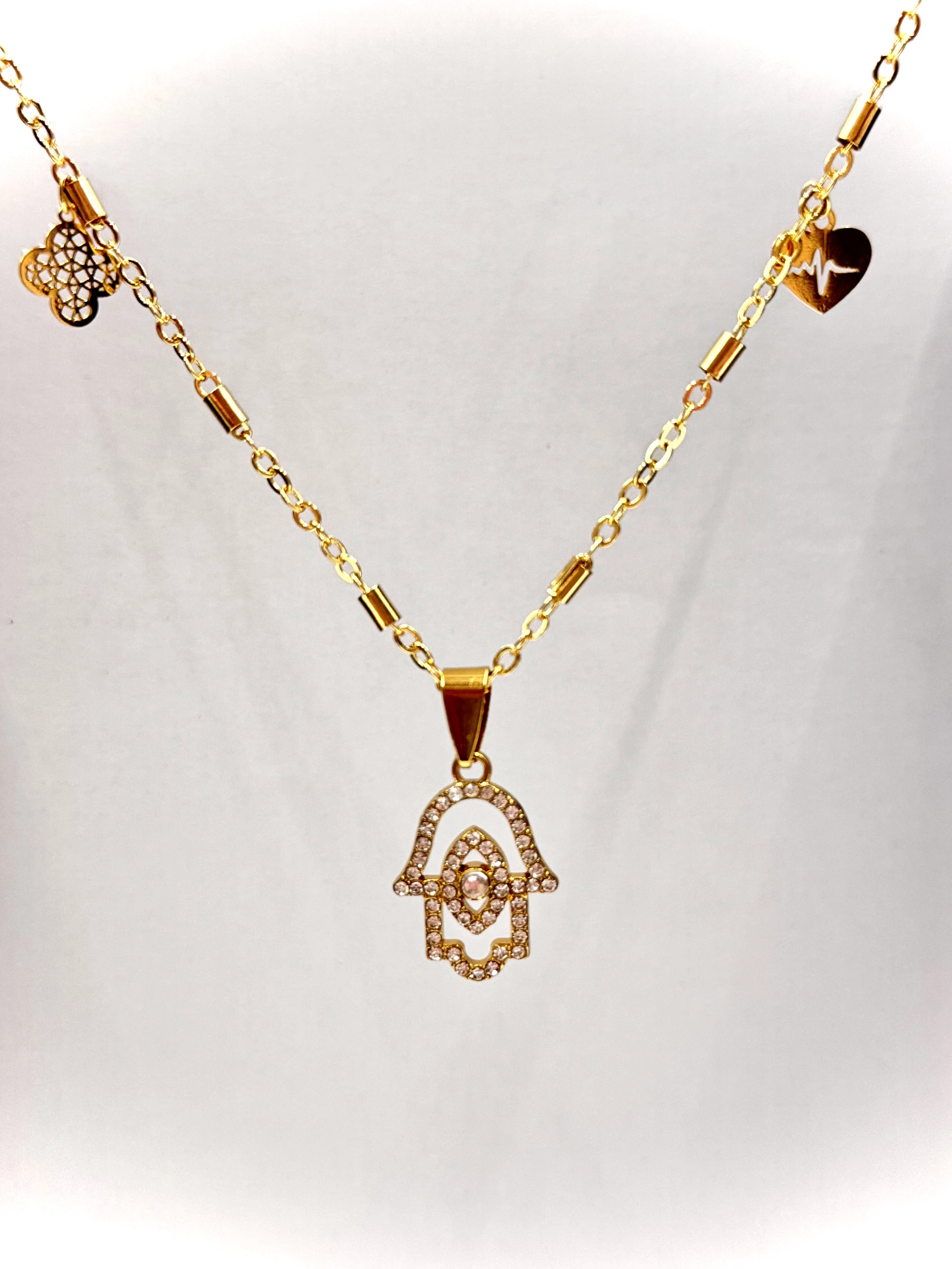 

Crystal Hamsa Hand Necklace Copper For Men Women Protection Boho Style Fashion Jewelry