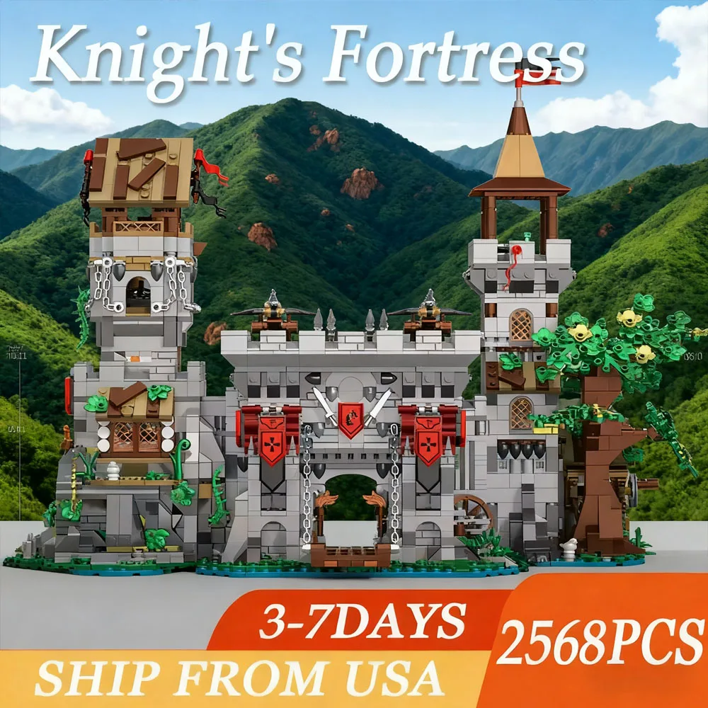 

2568PCS Holy Spirit Knight's Fortress Building Blocks Street View Bricks Model MOC Toys Desktop Ornament Kids Adult Holiday Gift