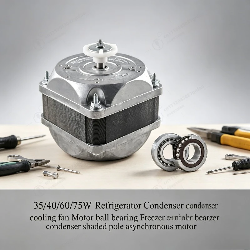 Ventilador de refrigeração para condensador de geladeira 35/40/60/75W, motor com rolamento de esferas, motor assíncrono de polo sombreado para condensador de freezer