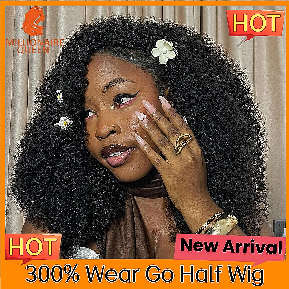 

15A 300% Natural Human Hair Quality Double Drawn Burmese Pixie Curly Half Wigs Glueless Wigs Afro Kinky Curly Wigs For Woman