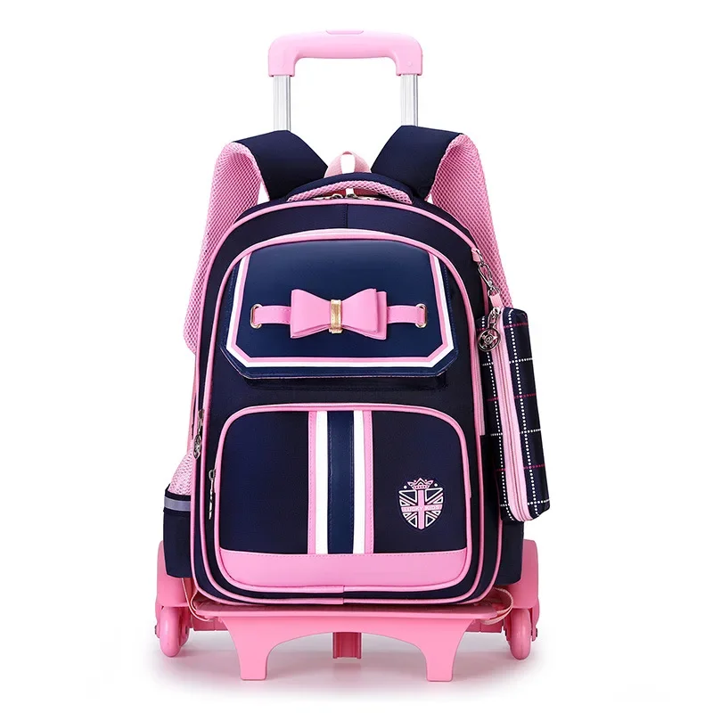 Children's school bag backpacks for students 6-12 years old supplies kit school backpack with wheels girls rolling trolley bag