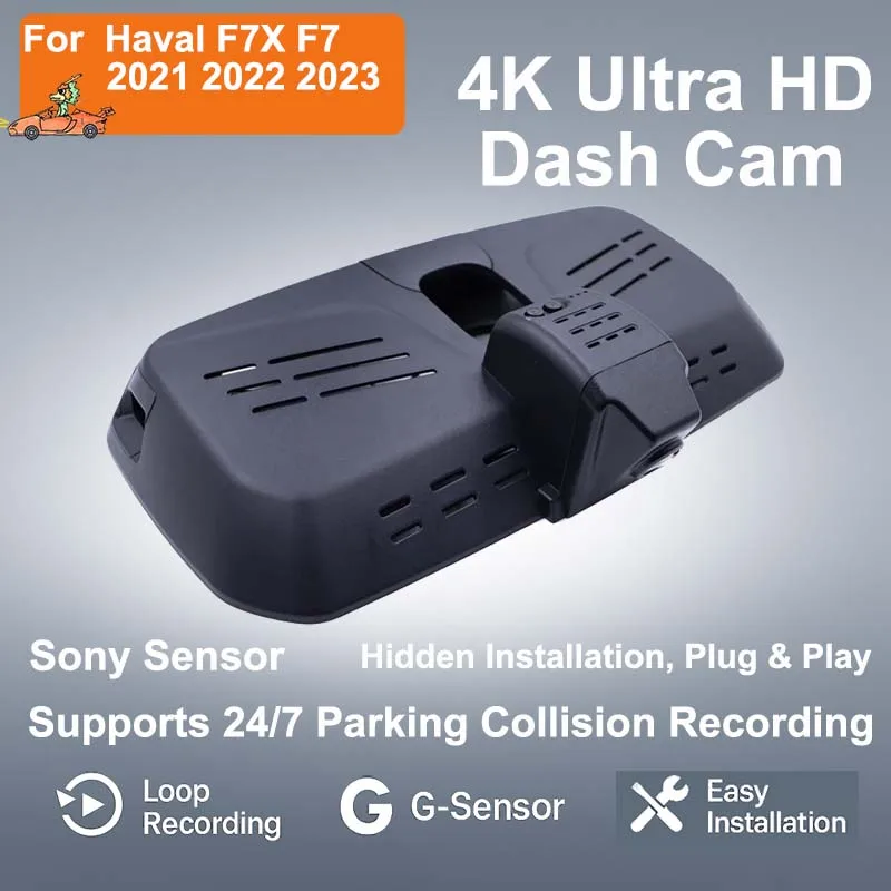 

4K USB Dash Cam 2160P HD Car Wifi DVR Front Rear Video Recorder For Haval F7X F7 2021 2022 2023 Control by Mobile Phone App