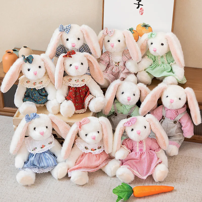 

30cm Creative Arm Mobility Plush Couple Rabbit Toys Cute Stuffed Animals Bunny Plushies Soft Kids Dolls Couple Wedding Gifts