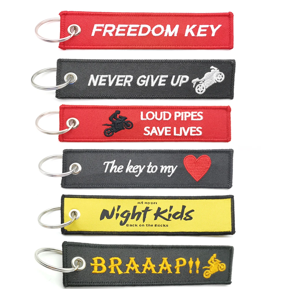 

1PC Embroidery Key Chain JDM Style Racing Fobs Tag Motorcycles Cars Backpack Keyring Nylon Strap Auto Accessories
