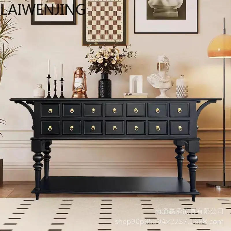 

HLZ rural solid wood retro old small apartment French medieval multi-drawer porch cabinet restaurant locker