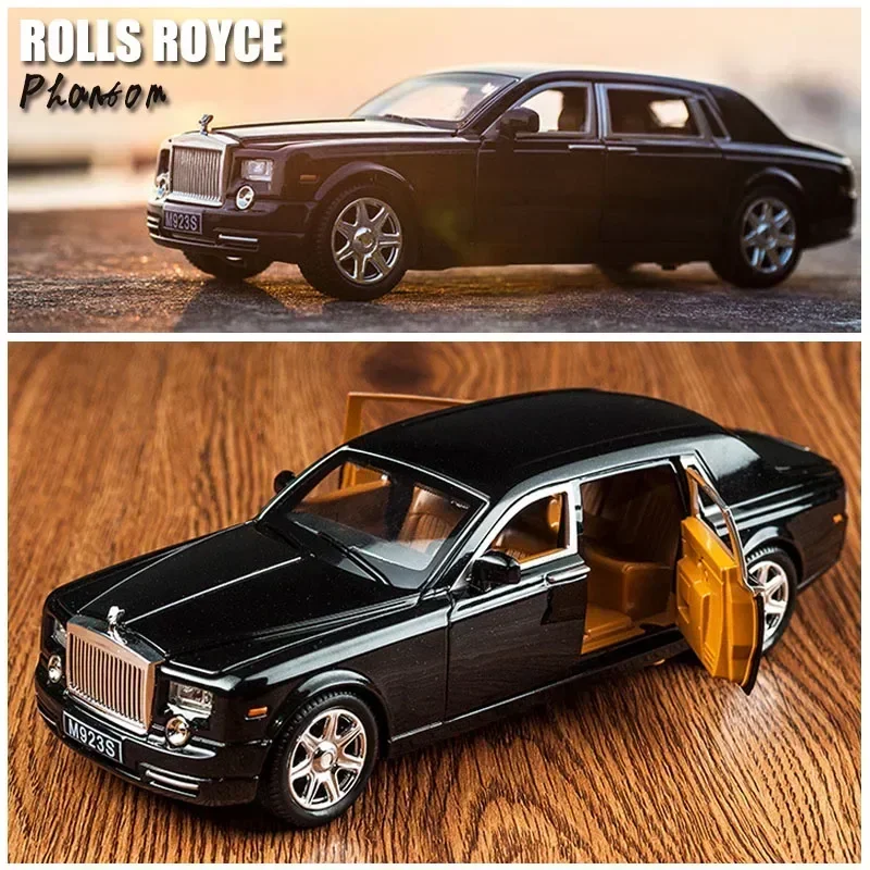 Модель автомобиля из сплава в масштабе 1:24 Rolls Royce Phantom, металлическая Игрушечная модель автомобиля, имитация звука, модель автомобиля, коллекция, подарок для детей, A249