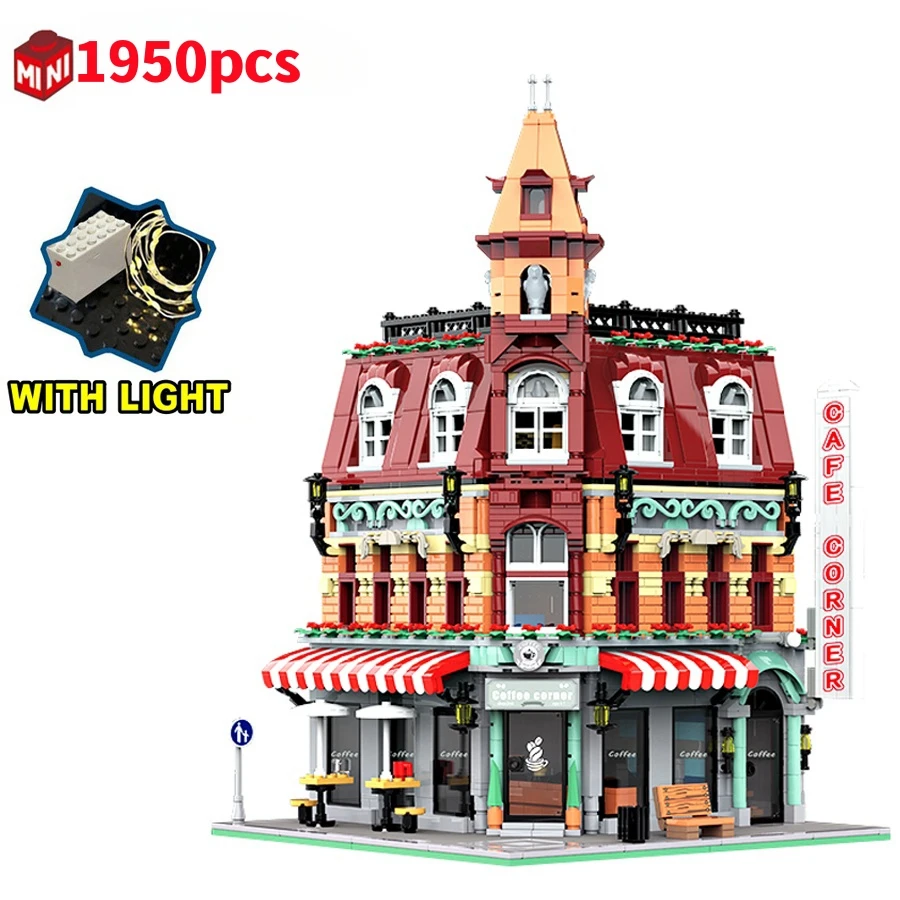 European Street Architecture Modular Building Set MOC Mini Blocks Creative Desktop Model DIY Bricks Kit Holiday Gift