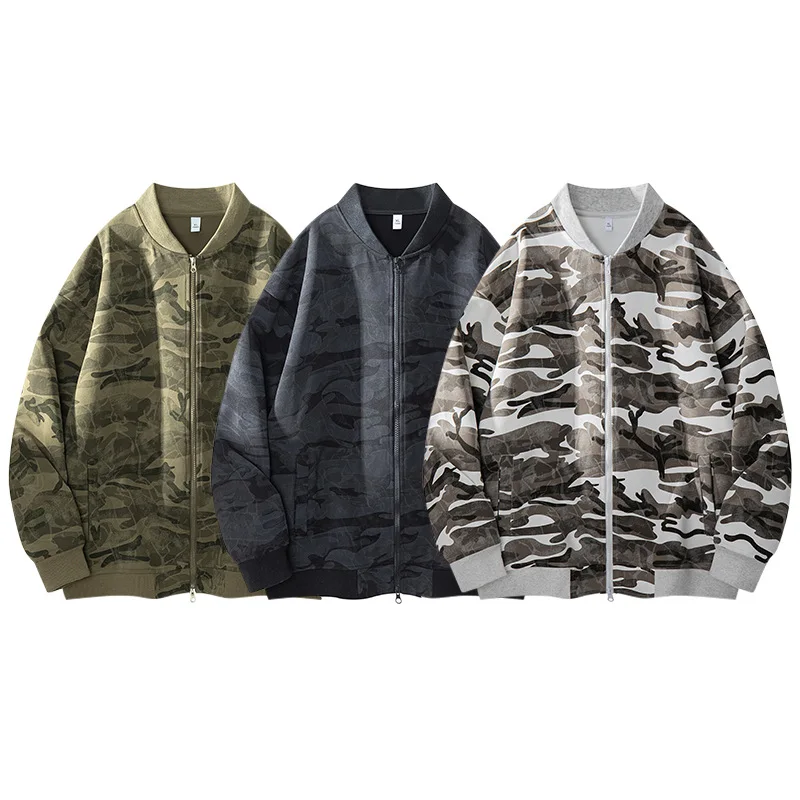 

Spring Autumn Camouflage Baseball Coat For Men American Trendy Retro Stand up Collar Jacket Casual Fashion Loose Male Jackets