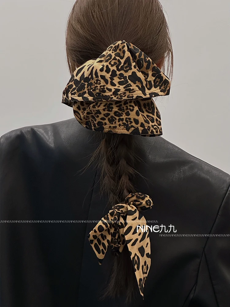 

2025 new leopard print large intestine hair band, low temperament ponytail high-end hair accessories headband