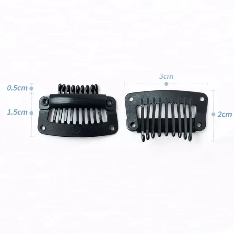 5/10Pcs 9 teeth Plastic Snap Clips for Hair Extensions Clip-on Wig Wigs Weft Hairpiece Security Check Anti Metal Allergy Clips