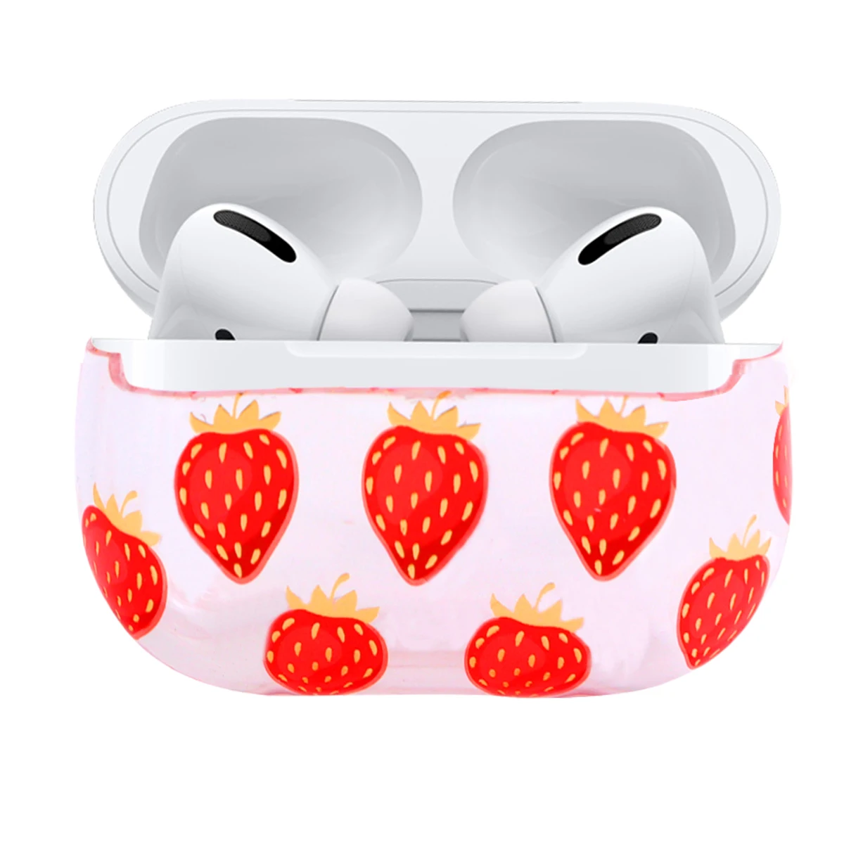 

1pc Cute Wireless Earbuds Strawberry Transparent Cover Lightweight Durable Protection For Case Shockproof Bumps Drops