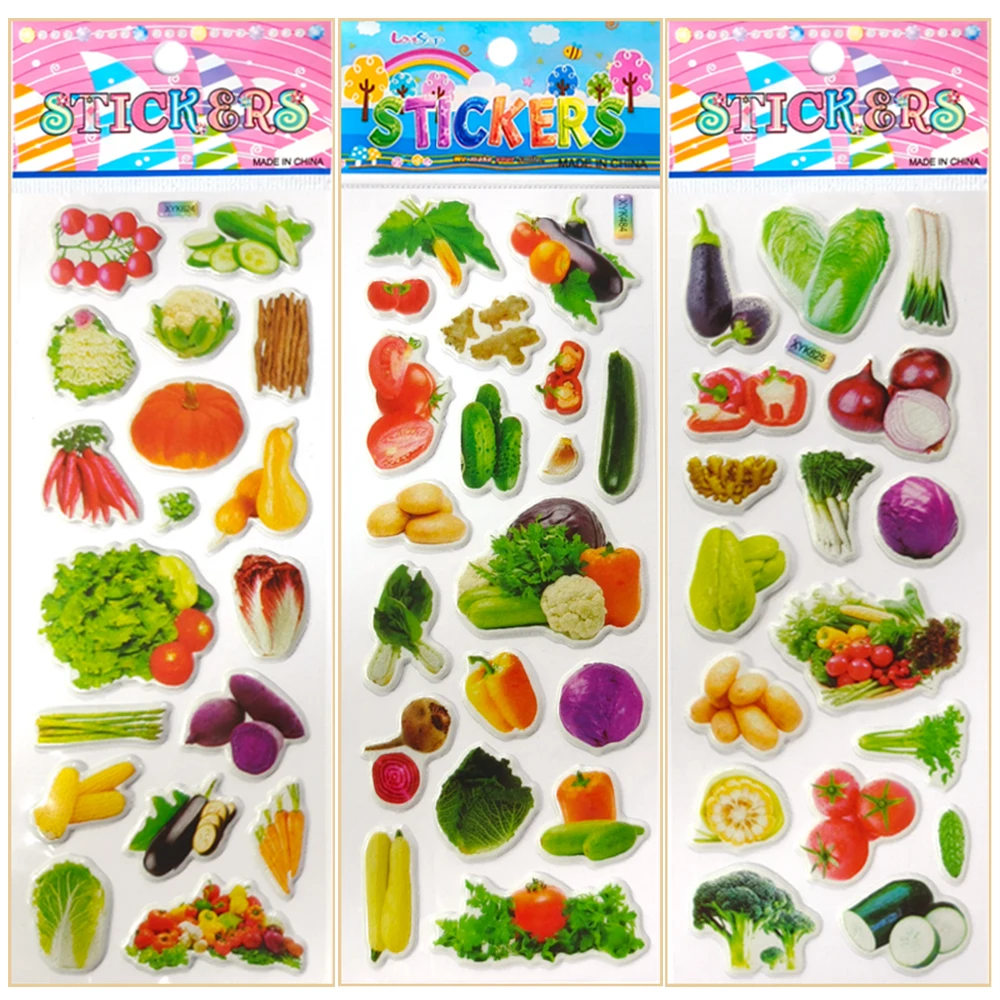 10 Sheets 3D Puffy Stickers Fruit Vegetable Bulk Stickers Scrapbook Decoration Birthday Festival Gifts for Adult Boy Girl image 6