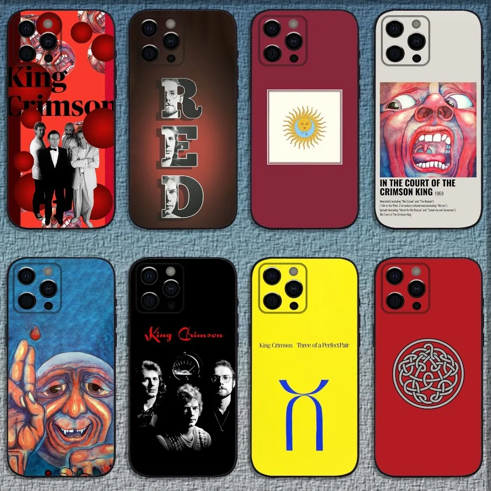 

Red C-Crimson King Band Phone Case For iPhone 16,15,14,13,12,11,Pro,X,XS,Max,XR,Plus,Mini Soft Black Cover
