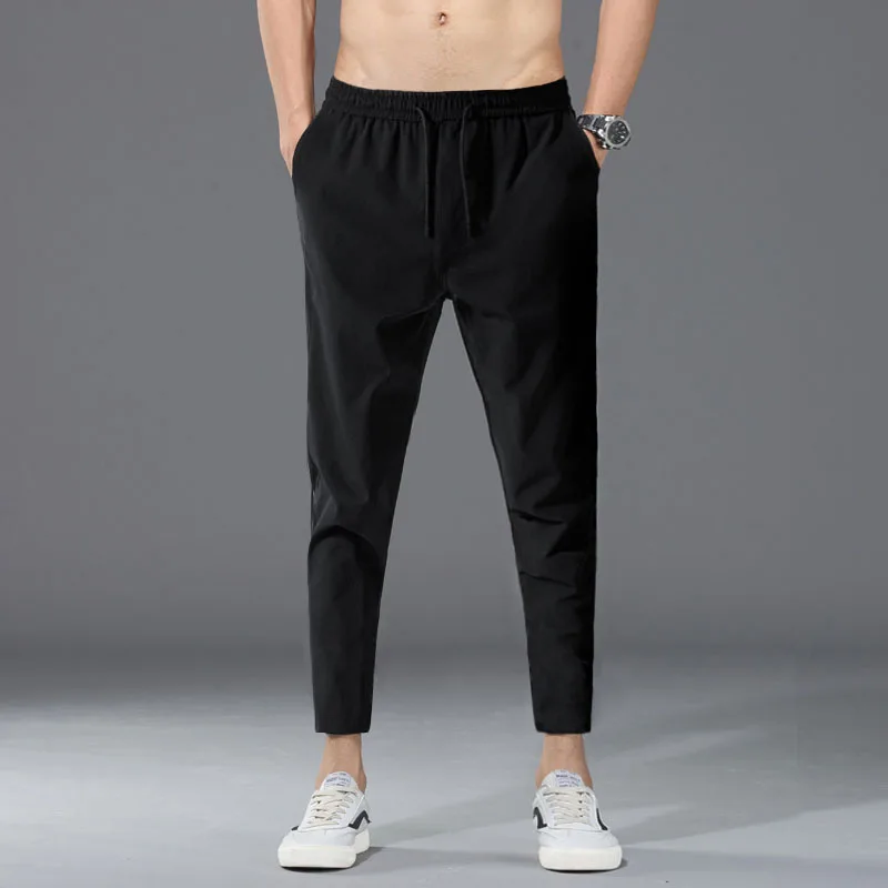 

MRMT 2024 Brand New Pure Color Pants With Small Feet, Men's Korean Version Of Ice Silk Casual Pants Pants For Male Trawers