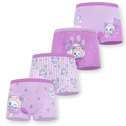 4-Piece Pack Breathable Cotton Girls Panties Double Layer Bottom Comfort Daily Wear Children's Underwear Cute Cartoon Print