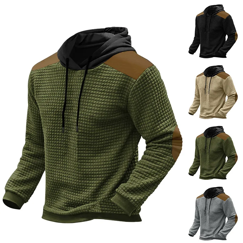 

Autumn and Winter 2023 New European and American Men's Color-blocked Sweatshirt Long-sleeved Hooded Pullover Casual Sweatshirt