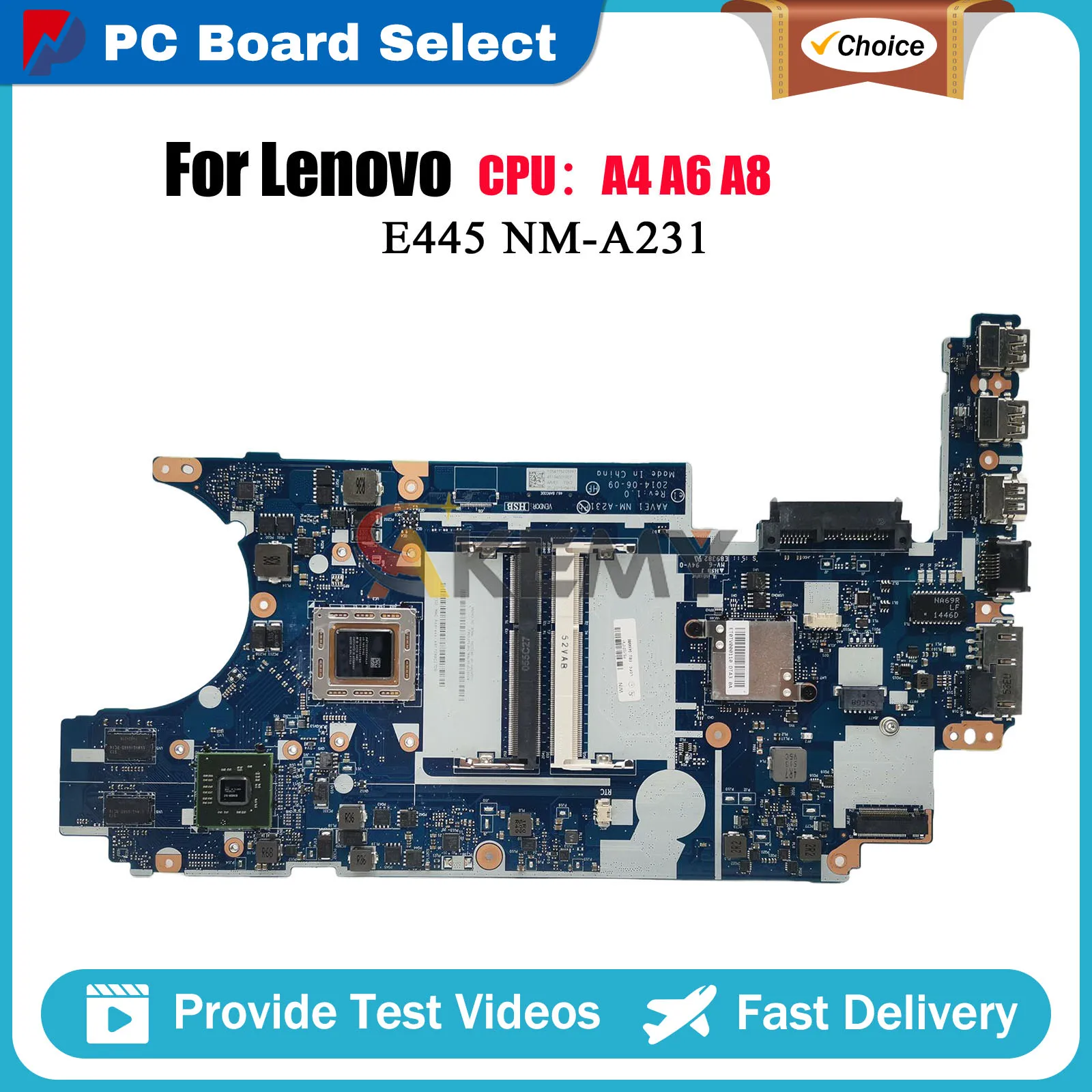 For Lenovo E445 Laptop Motherboard Mainboard NM-A231 04X4991 Built-in A4 A6 A8 CPU 100% Tested High Quality Durable Replacement