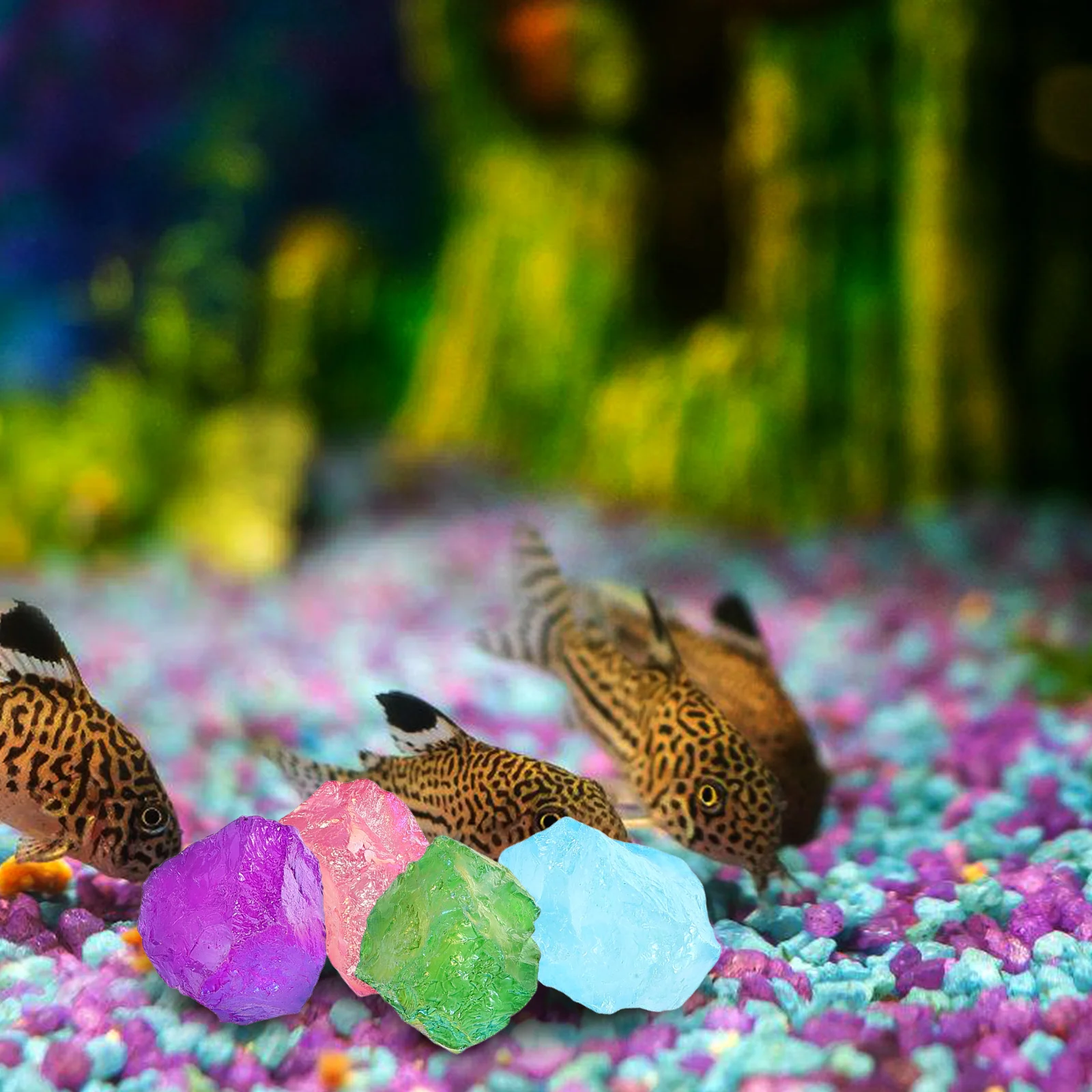 4pcs Crystal Rough Stones Color Electroplating Aroma Diffuser Gemstones Raw Chakra Fish Tank Decorative Plants Pot