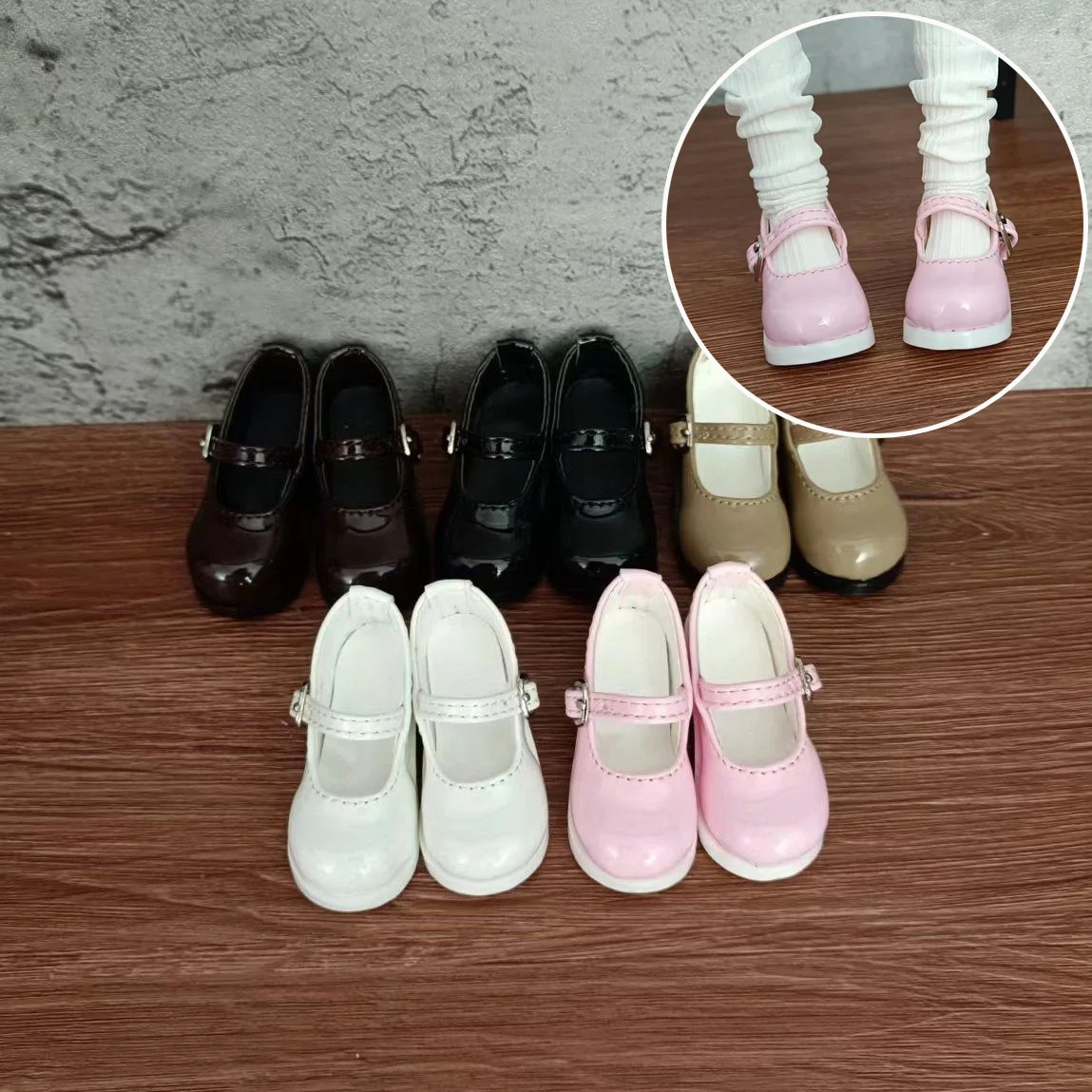 Doll Shoes for 1/3 1/4 1/6 bjd doll Versatile College Style Glossy Leather Shoes High Heels Girl Toys Dress Up Doll Accessories