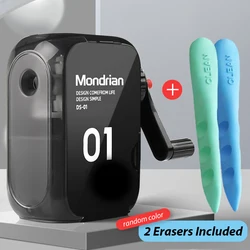 Adjustable Manual Pencil Sharpener Auto Stop Anti-Jam Built-in Abrasive Plate Sharpener for School Office Artist