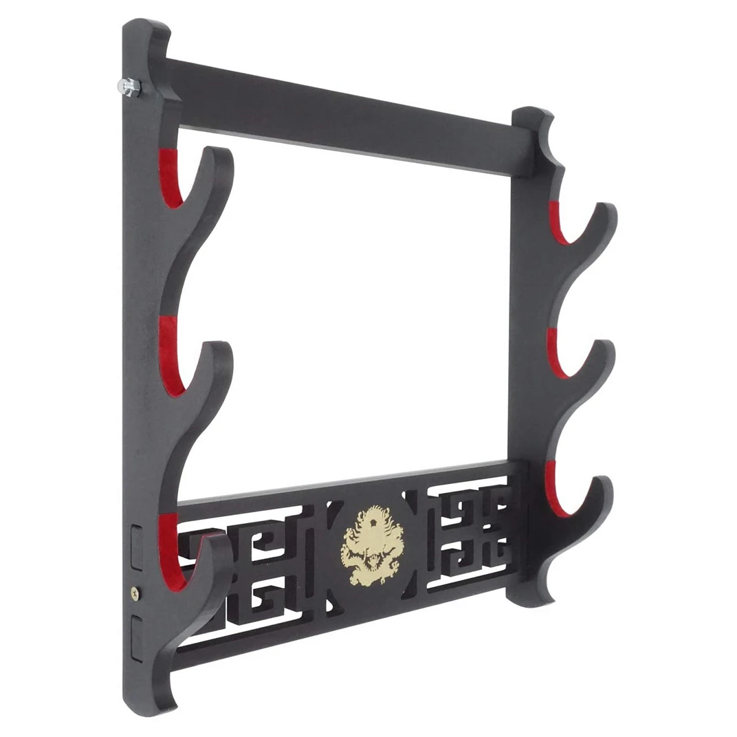 Suporte Espada Dragão Montagem De Parede De Veludo Suporte Katana Acolchoado Suporte Espada Samurai Display Rack 1/2/3/4 Camada