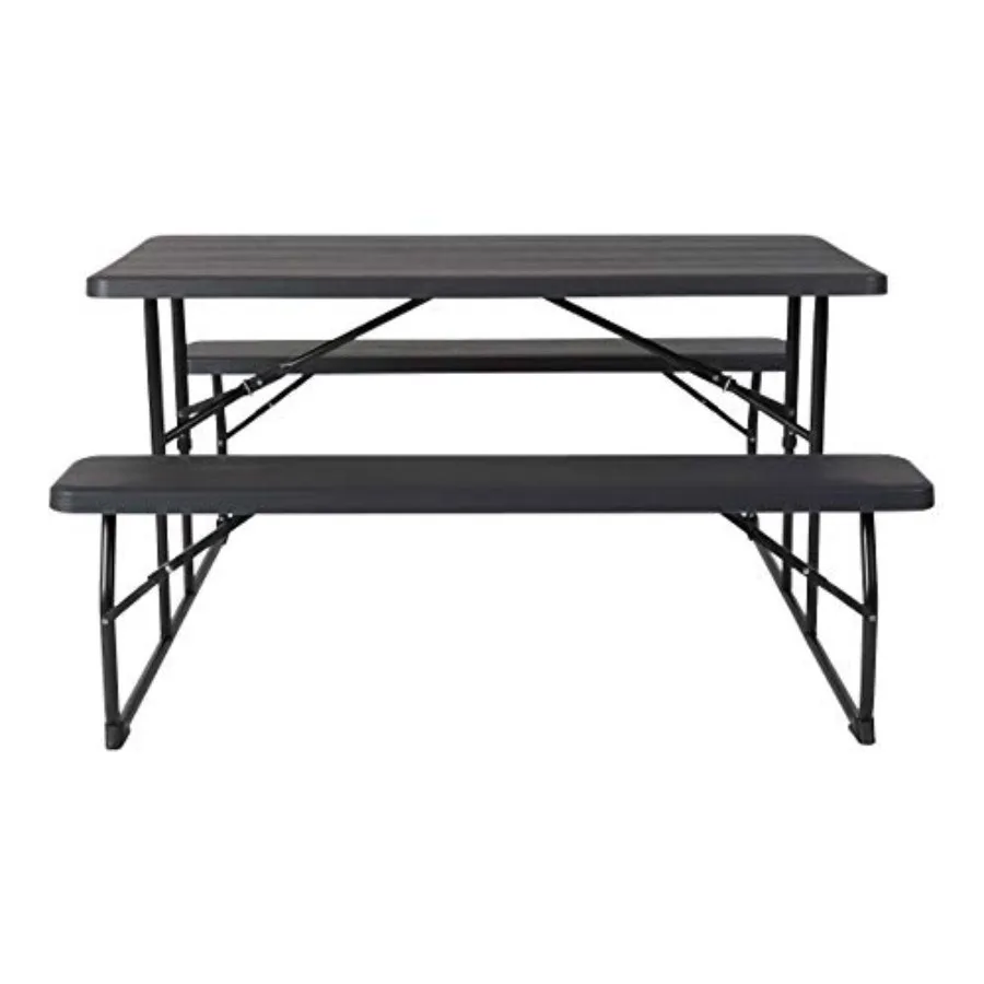 

Insta-Fold Picnic Table - Charcoal Wood Grain Folding Picnic Table Bench Set for Adults - 4.5 Foot Folding Table